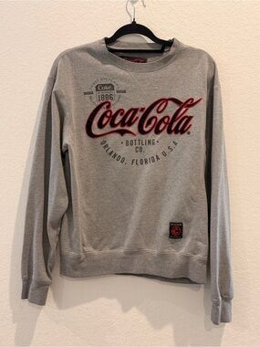 Coca Cola Gray Crewneck Oversized‎ Sweatshirt with Red Logo